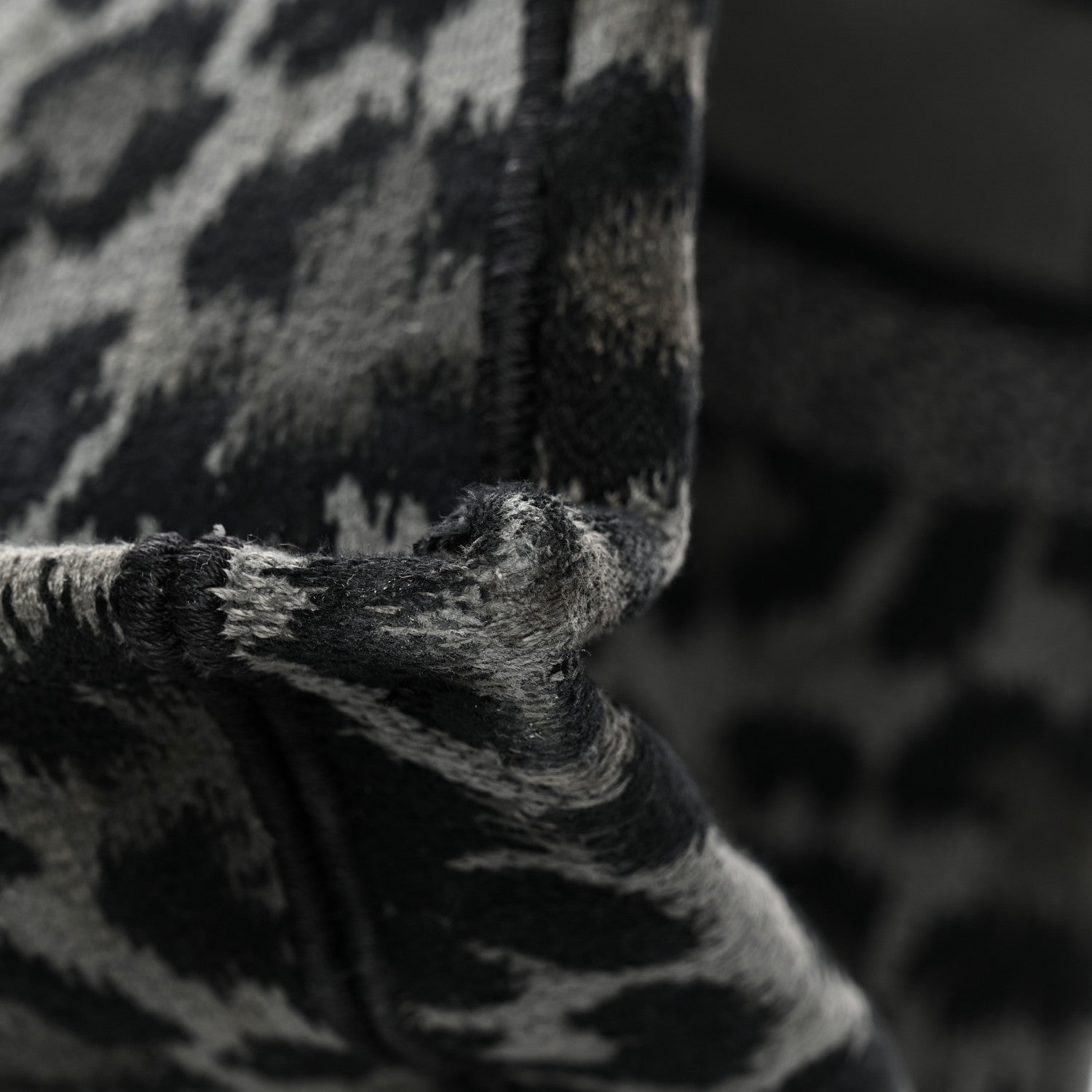 Canvas Mizza Embroidered Large Leopard Book Tote Grey