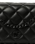 Pearly Lambskin Quilted Wallet On Chain WOC So Black