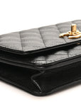 Caviar Quilted Camellia Wallet On Chain WOC Black