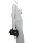 Chevre Gold Metallic Edge Hardware Mini City Black