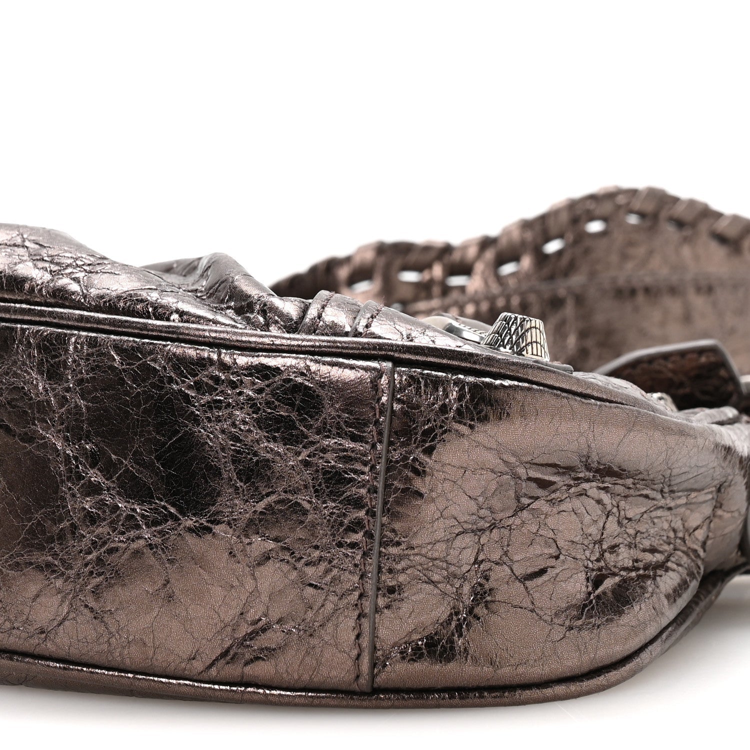 Metallic Agneau Arena Le Cagole Shoulder Bag XS Dark Bronze