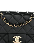 Lambskin Quilted Mini Rectangular Flap Black