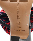 Calfskin Pom Slide Sandals 36 Navy Red