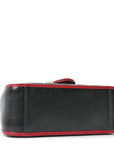 Vintage Effect Calfskin Matelasse Diagonal Mini Torchon GG Marmont Top Handle Shoulder Bag Black Romantic Cherry