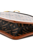 Coated Canvas Medium La Greca Signature Pouch Black Caramel