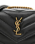 Lambskin Chevron Quilted Micro LouLou Black
