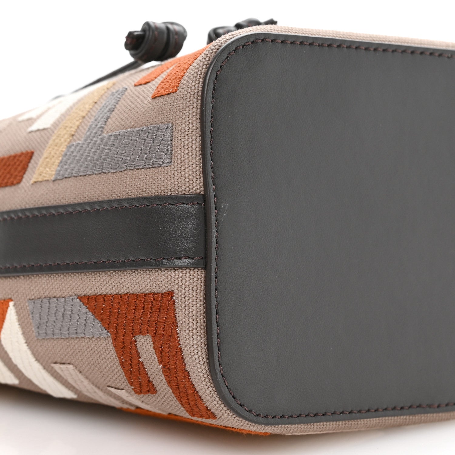 Kuban Canvas Vitello King F is FNDI FF Embroidered Mini Mon Tresor Bucket Bag Tartufo Ebano Multicolor