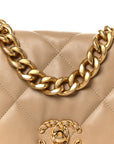 Lambskin Quilted Large CHNL 19 Flap Beige