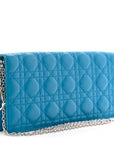 Lambskin Cannage Lady D1OR Convertible Clutch Blue
