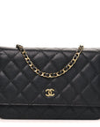 Caviar Quilted Wallet on Chain WOC Black