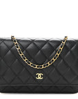 Lambskin Quilted Wallet On Chain WOC Black