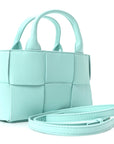 Grained Calfskin Maxi Intrecciato Mini Arco Tote Pale Blue