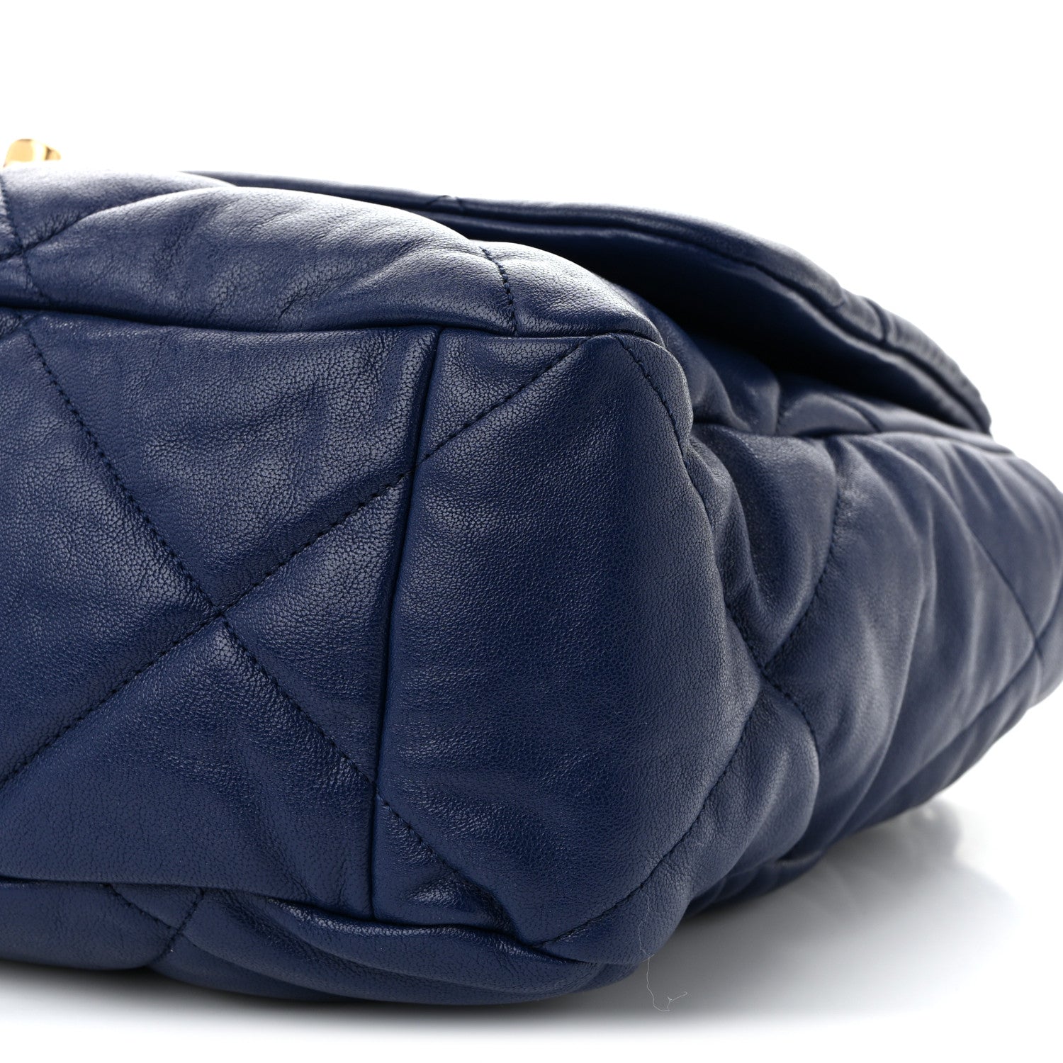 Goatskin Quilted Maxi CHNL 19 Flap Dark Blue