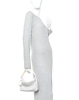Satin Crystal Mini Re-Edition 2000 Bag White