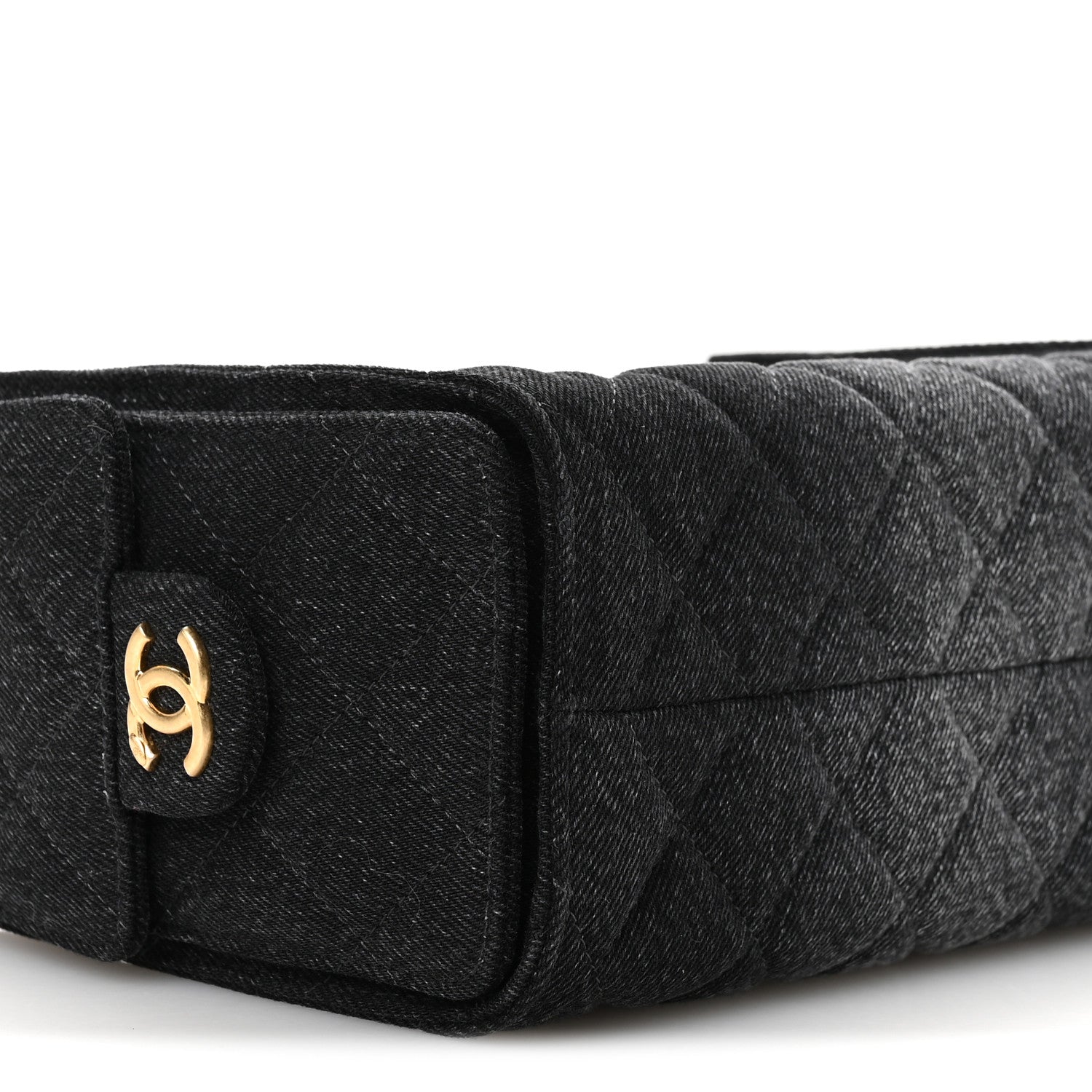 Washed Denim Quilted Mini CHNL 25 Handbag Black