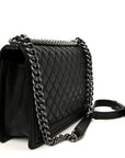 Calfskin Quilted Medium Boy Flap Black