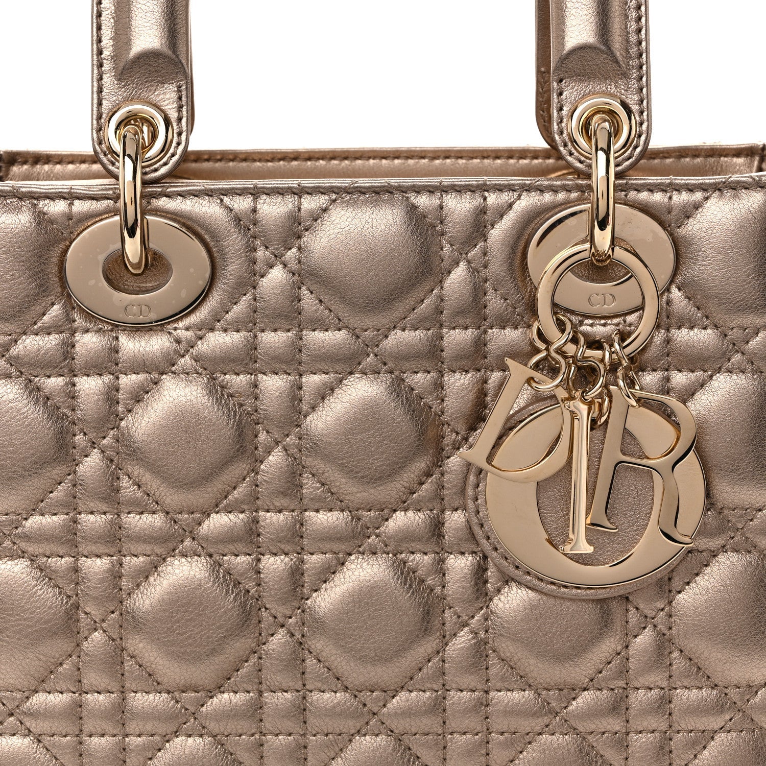 Metallic Lambskin Cannage Small My ABCD1OR Lady D1OR Gold