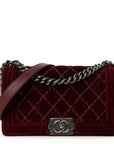 Velvet Tweed Quilted Medium Boy Flap Burgundy