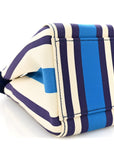 Canapa Vitello Striped Small Tote Turchese