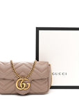 Calfskin Matelasse Super Mini GG Marmont Shoulder Bag Porcelain Rose
