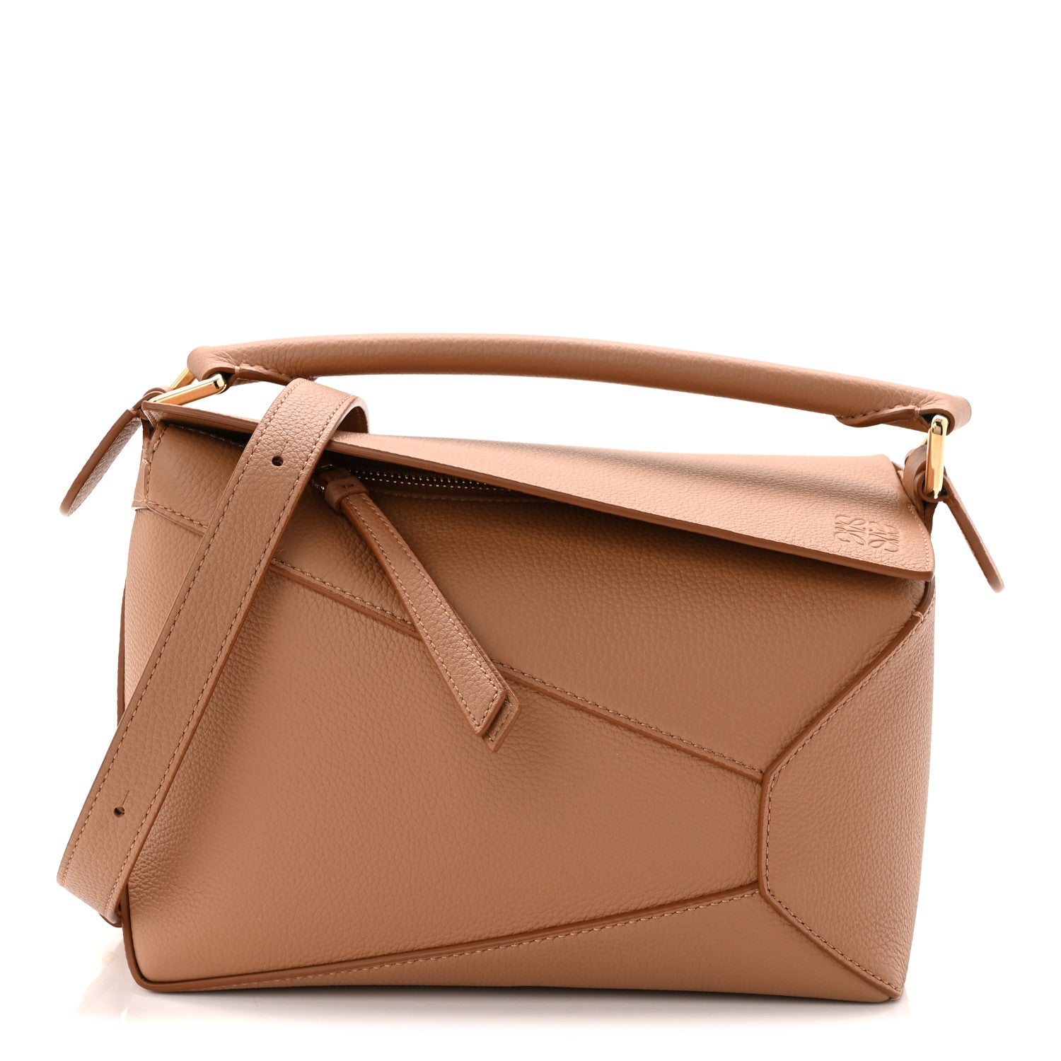Grained Calfskin Small Puzzle Edge Bag Toffee