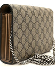 GG Supreme Monogram Mini Dionysus Chain Wallet Beige Taupe