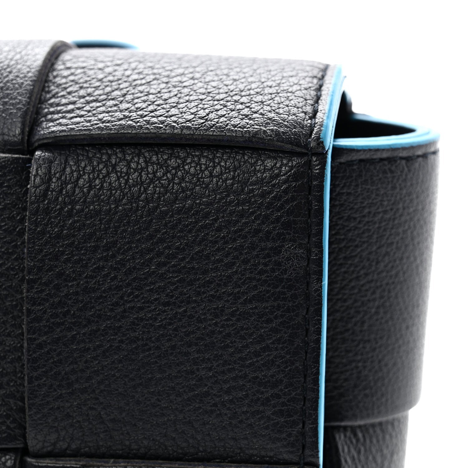 Grained Calfskin Intrecciato Cassette Belt Bag Deep Blue Pool