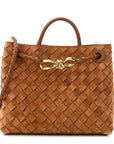 Suede Intrecciato Small Andiamo Shoulder Bag Amber