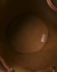 Triomphe Canvas Calfskin Small Drawstring Bucket Bag Tan