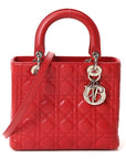 Lambskin Cannage Medium Lady D1OR Red