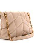 Lambskin Quilted Small Loulou Puffer Monogram Chain Satchel Dark Beige