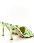 Metallic Nappa Reflection Matelasse Padded Mule Sandals 37 Pistachio