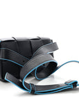 Grained Calfskin Intrecciato Cassette Belt Bag Deep Blue Pool