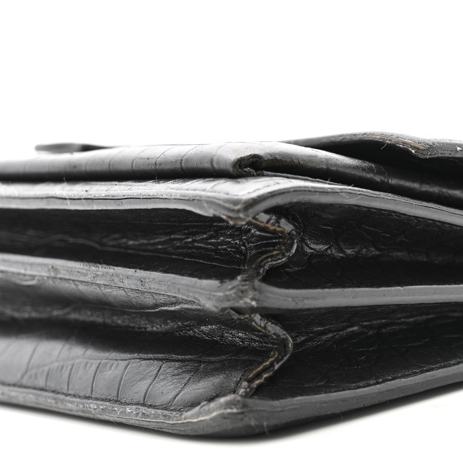 Calfskin Crocodile Embossed Medium Monogram Sunset Black
