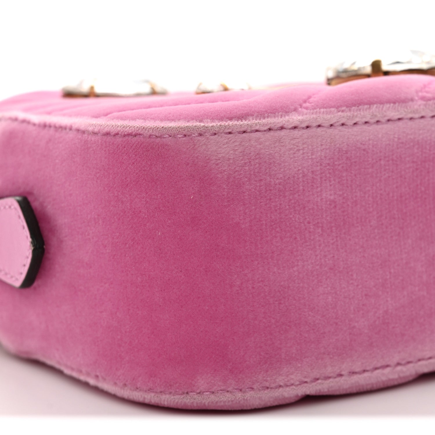 Velvet Matelasse Marquise Crystals Mini GG Marmont Chain Shoulder Bag Malva