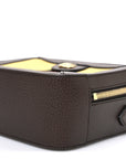 Canvas Textured Calfskin Web Mini Ophidia Top Handle Shoulder Bag Easy Yellow Dark Brown