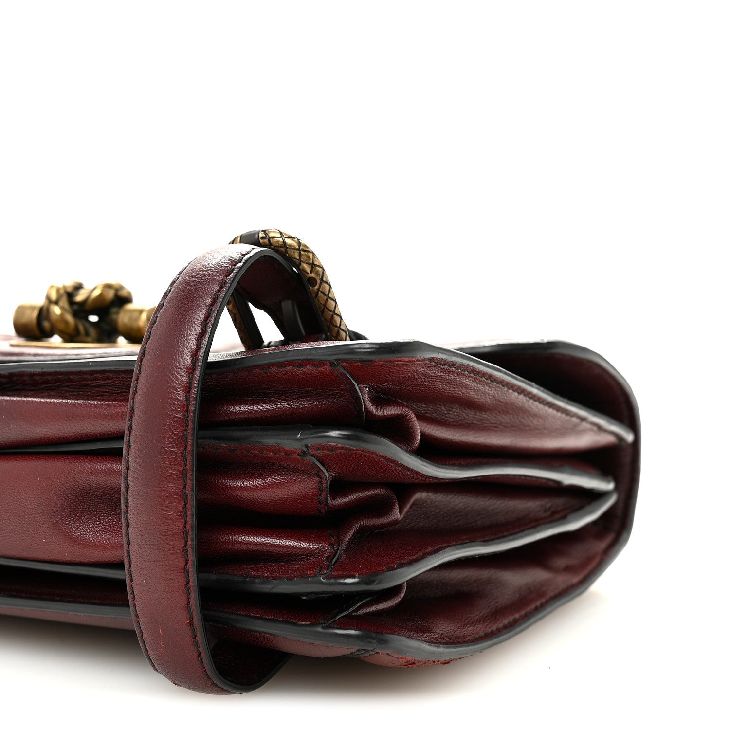 French Calfskin Intrecciato City Knot Bag Burgundy