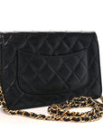 Caviar Quilted Wallet on Chain WOC Black