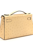 Ostrich Kelly Pochette Clutch Parchemin