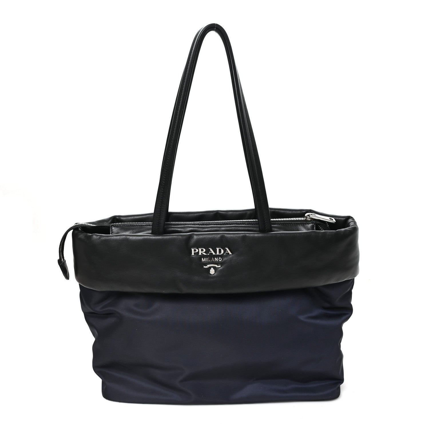 Nappa Nylon Soft Padded Shopping Tote Black Blue