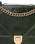 Ceramic Effect Deerskin Large D1ORama Flap Bag Malachite Green