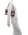 Vintage Tweed Check Small Dionysus Shoulder Bag White Hibiscus Red Marine