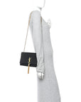 Smooth Calfskin Medium Classic Monogram Kate Tassel Satchel Black