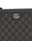 GG Supreme Monogram Textured Dollar Calfskin Web Small Ophidia Shoulder Bag  Grey Black Graphite Grey