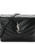 Calfskin Y Quilted Monogram Toy Loulou Crossbody Bag Black