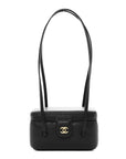 Shiny Caviar Preppy Coco Long Vanity With Strap Black