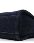 Lurex Canvas Mini Deauville Tote Navy Blue Gold