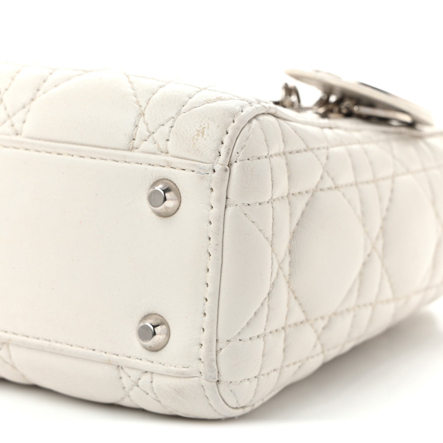 Lambskin Cannage Mini Lady D1OR White