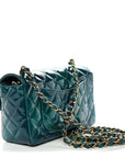 Shaded Patent Calfskin Quilted Mini Rectangular Flap Green Blue