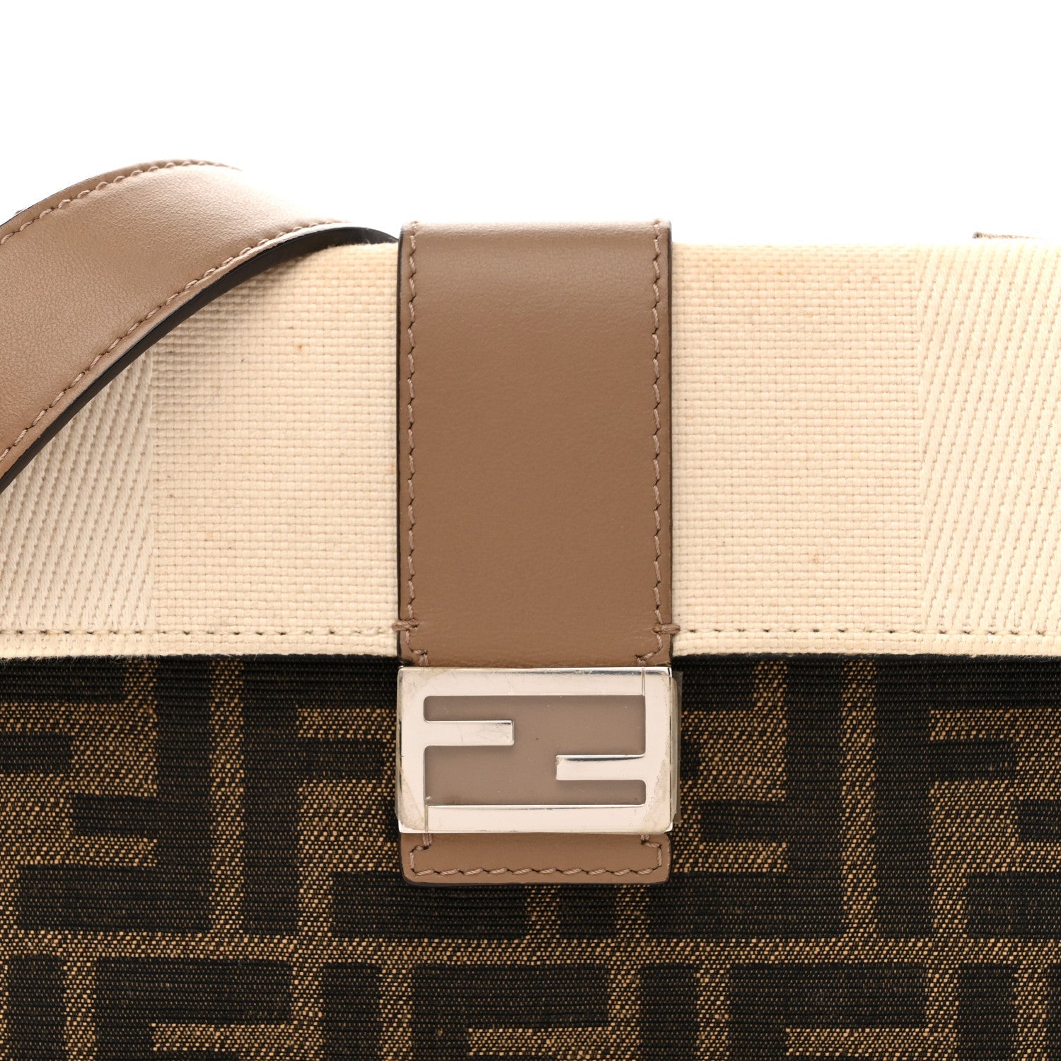 Fabric Jacquard Canvas Vitello Grace Pequin FF 1974 Baguette Belt Pouch Tobacco Moro Grezzo Sand
